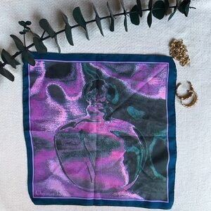 Christian Dior Poison Edition Purple & Green Cotton French square scarf